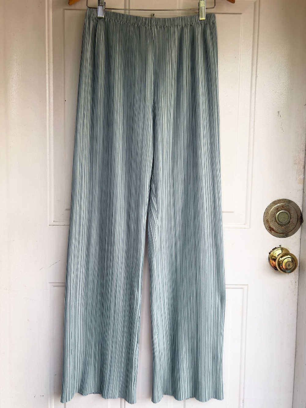 AMYY Studios Women’s Size 6 Blue Pleated Wide Leg Palazzo Pants Elastic Waist